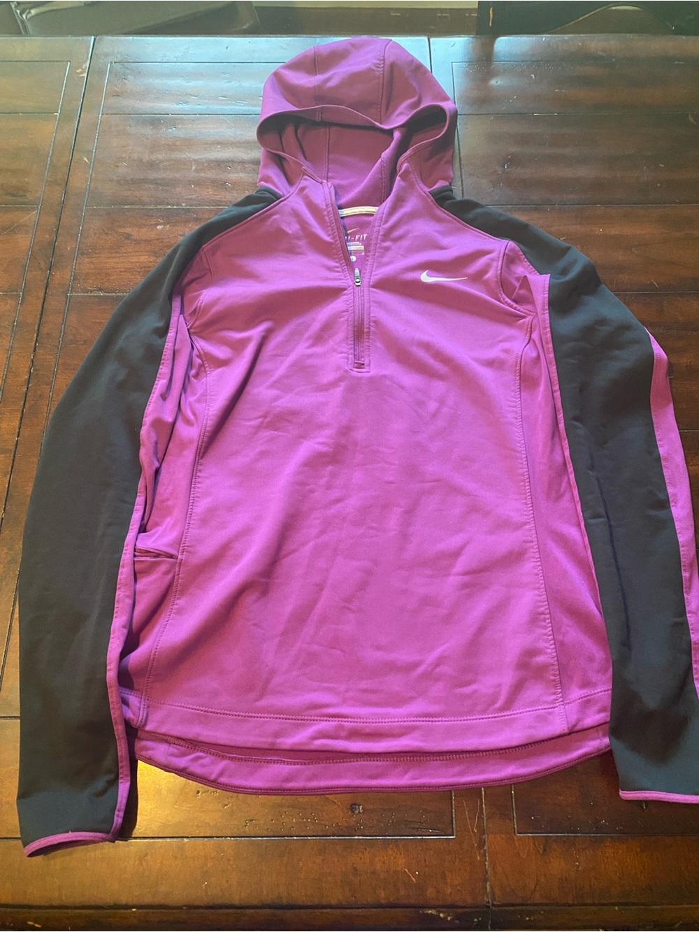 Nike Purple and Black Half-Zip Hoodie Sweater